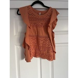 Anthropologie Sustainable Lace Tank Blouse Top Eyelet Embroidered Small